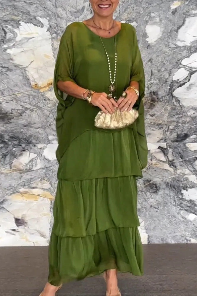 Vrstvené šaty Judith – olivově zelené