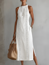 Jimena | Midi Dress Made of Linen with Mao Collar
