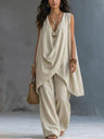 Geneva | Complete Draped Set with Wide Pants